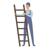 Gasman ladder icon cartoon vector. Gas engineer vector