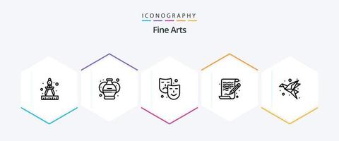 Fine Arts 25 Line icon pack including folded. art. art. file. arts vector
