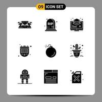 Modern Set of 9 Solid Glyphs and symbols such as bomb timer arrange stop monitor Editable Vector Design Elements