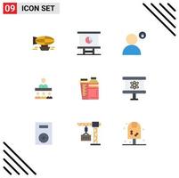 Stock Vector Icon Pack of 9 Line Signs and Symbols for team profile corporate privacy padlock Editable Vector Design Elements