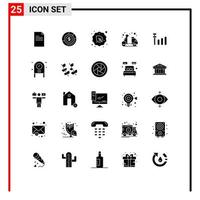Solid Glyph Pack of 25 Universal Symbols of beach vegan finance raw diet Editable Vector Design Elements