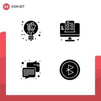 Pack of 4 creative Solid Glyphs of retail communication offer mobile bluetooth Editable Vector Design Elements