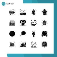 16 iconos creativos signos y símbolos modernos de regla aprender hardware mano idea elementos de diseño vectorial editables vector