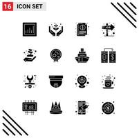 16 User Interface Solid Glyph Pack of modern Signs and Symbols of ecology opportunity info job direction career Editable Vector Design Elements