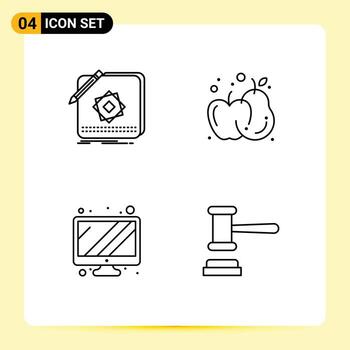 4 Line concept for Websites Mobile and Apps design screen application food auction Editable Vector Design Elements