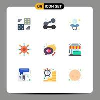 9 User Interface Flat Color Pack of modern Signs and Symbols of chat seeding weightlifting connection dollar Editable Vector Design Elements