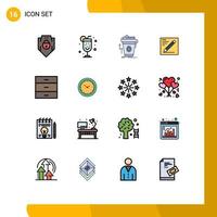 Set of 16 Modern UI Icons Symbols Signs for drawer education promo text browser Editable Creative Vector Design Elements