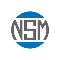 diseño de logotipo de letra nsm sobre fondo blanco. concepto de logotipo de círculo de iniciales creativas de nsm. diseño de carta nsm. vector