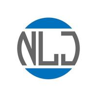diseño de logotipo de letra nlj sobre fondo blanco. concepto de logotipo de círculo de iniciales creativas nlj. diseño de letras nlj. vector