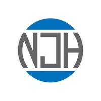 NJH letter logo design on white background. NJH creative initials circle logo concept. NJH letter design. vector