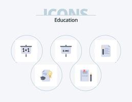 paquete de iconos planos de educación 5 diseño de iconos. texto. escuela. gráfico. presentación. fórmula vector