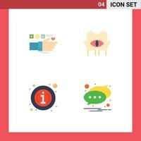 Modern Set of 4 Flat Icons and symbols such as monitoring occult heart destiny info Editable Vector Design Elements