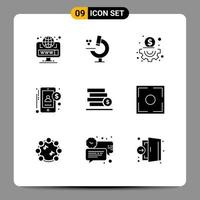 Pictogram Set of 9 Simple Solid Glyphs of save stack content money money Editable Vector Design Elements