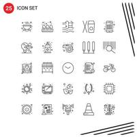 Universal Icon Symbols Group of 25 Modern Lines of bulb device summer app chinese Editable Vector Design Elements