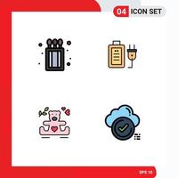 4 Thematic Vector Filledline Flat Colors and Editable Symbols of camping loving battery education ok Editable Vector Design Elements