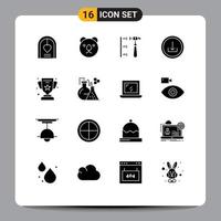 Modern Set of 16 Solid Glyphs and symbols such as cup interface screw download application Editable Vector Design Elements