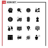 Modern Set of 16 Solid Glyphs Pictograph of game weightlifting business sport dumbbell Editable Vector Design Elements