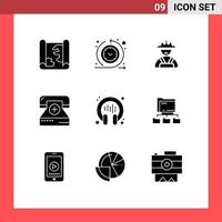 Solid Glyph Pack of 9 Universal Symbols of conversation health builder form disease Editable Vector Design Elements