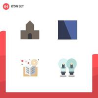 User Interface Pack of 4 Basic Flat Icons of cathedral church dvd christian building interface online Editable Vector Design Elements