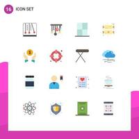 conjunto moderno de 16 colores planos y símbolos, como seguros financieros, dulces, hogar, niños, bebé, paquete editable de elementos creativos de diseño de vectores
