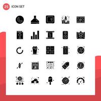 Set of 25 Modern UI Icons Symbols Signs for ground court gold present box Editable Vector Design Elements