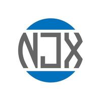 NJX letter logo design on white background. NJX creative initials circle logo concept. NJX letter design. vector