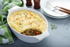 Shepherds pie with ground meat and potatoes photo