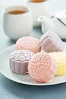 Snow skin sweet and savory traditional Chinese mooncakes photo