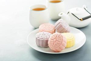 Snow skin sweet and savory traditional Chinese mooncakes photo