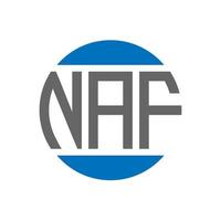 diseño de logotipo de letra naf sobre fondo blanco. concepto de logotipo de círculo de iniciales creativas de naf. diseño de letras naf. vector