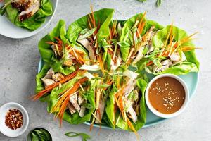 Asian grilled chicken ginger lettuce wraps photo