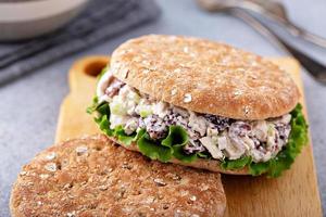 Chicken salad sandwich on whole wheat bread photo