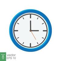 icono plano de reloj analógico. símbolo de gestión del tiempo, cronómetro con flecha de hora, minuto y segundo. ilustración vectorial simple aislada sobre fondo blanco. eps 10. vector