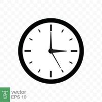 icono de reloj estilo plano sencillo. cara de reloj de pared circular, reloj analógico negro con elemento de flecha, negocio, concepto de tecnología. diseño de ilustración vectorial aislado sobre fondo transparente. eps 10. vector