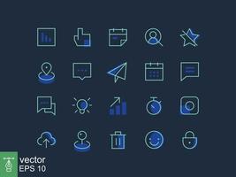 conjunto de iconos del panel del sitio web. estilo de esquema simple. aumentar el tráfico, el rendimiento del sitio, el usuario de búsqueda, el concepto de análisis empresarial y tecnológico. ilustración vectorial de línea delgada aislada. eps 10. vector