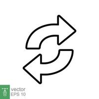 Double reverse arrow, replace icon. Simple outline style. Transfer, switch, swap, flip, change, exchange linear sign on white background. Thin line vector illustration. EPS 10.