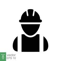 Construction worker icon. Simple flat style. Worker hat, contractor hard helmet, builder man, hardhat, safety concept. Vector illustration isolated on white background. EPS 10.