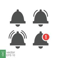 Message bell icon set. Simple flat style. Alert ringing, notice, notification, doorbell symbol for social media, subscriber alarm concept. Vector illustration isolated on white background. EPS 10.