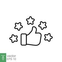 icono de revisión del cliente. estilo de esquema simple. Tasa de 5 estrellas, calificación de calidad, símbolo de línea de cinco estrellas, mejor servicio, satisfacción del cliente. ilustración vectorial aislado sobre fondo blanco. eps 10. vector