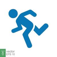 icono de corredor. estilo sólido simple. el hombre corre rápido, carrera, sprint, símbolo de diseño plano, concepto deportivo. ilustración de vector de glifo aislado sobre fondo blanco. eps 10.