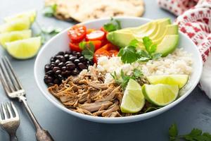 Pork carnitas bowl or burrito bowl photo