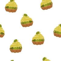 Matcha dessert seamless pattern. Japanese Matcha Roll. Asian food. Perfect for restaurant cafe and print menus. Vector hand draw cartoon illustration.