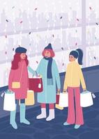 Young women shopping with a stylist vector