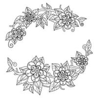 Beautiful flower frame hand drawn for adult coloring book vector
