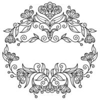 Cute flower frame hand drawn for adult coloring book vector