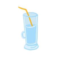 Glass beaker with a straw. vector