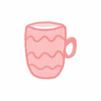 Pink mug. Watercolor illustration. vector