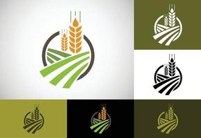 icono y logotipo de orejas de trigo. para el estilo de identidad de la empresa de productos naturales y la empresa agrícola. simbolos agricolas vector