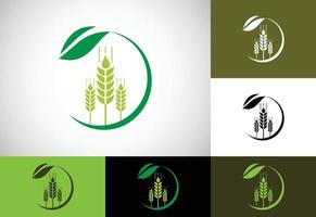 icono y logotipo de orejas de trigo. para el estilo de identidad de la empresa de productos naturales y la empresa agrícola. simbolos agricolas