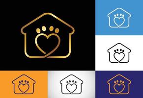 hogar de mascotas, logotipo de hogar de cuidado de mascotas, logotipo de hogar, ilustración de icono de vector de diseño de logotipo de animal